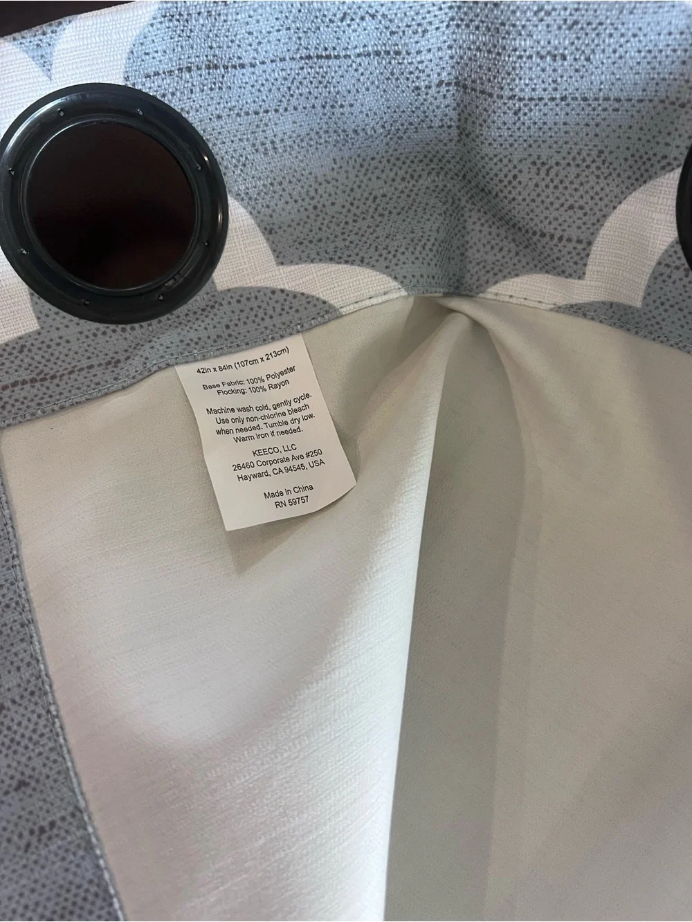 Light aqua Blue and White Geometric Grommet blackout Curtain Panel like new